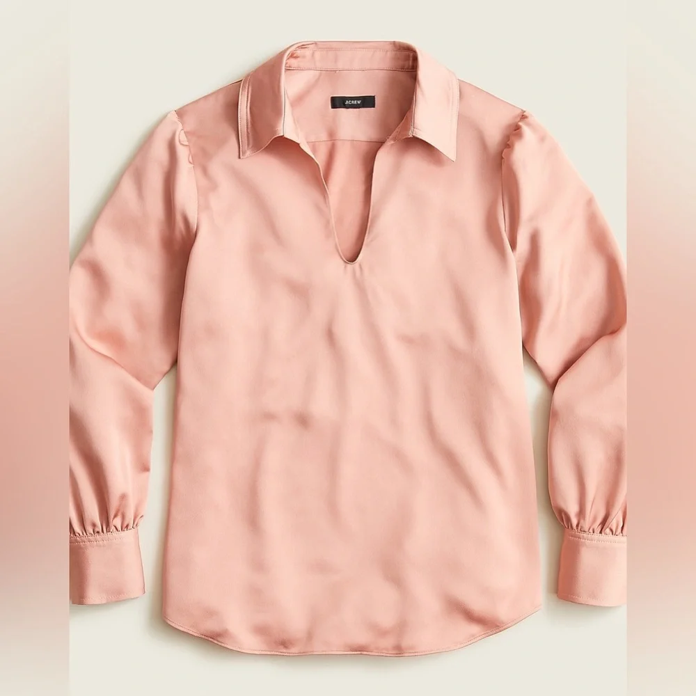 J. Crew Collared Satin Pop over Long-Sleeve elegant minimalist work top edgy